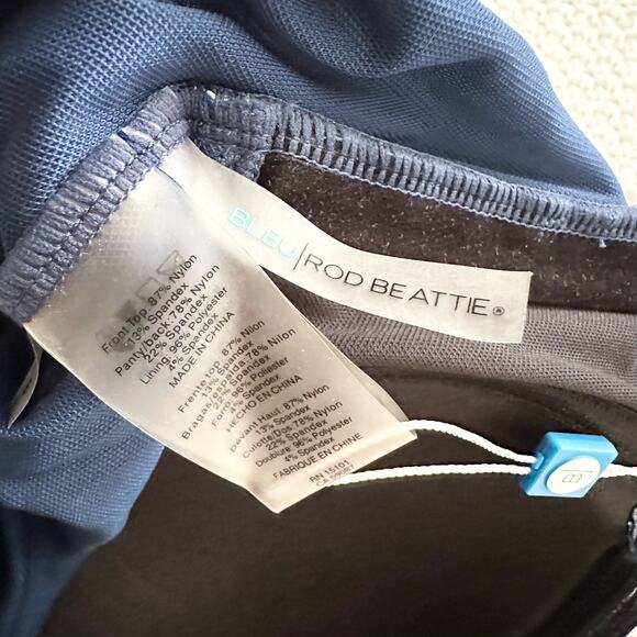 Bleu Rod Beattie NWT Blue White Tropical Floral Sweetheart One Piece Swim Suit 6 - Picture 8 of 12